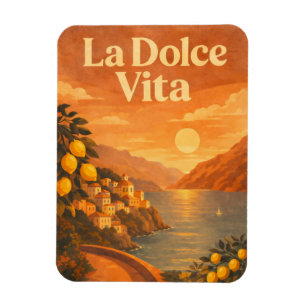 La Dolce Vita – Retro Italiaanse Kust Reisposter Magneet