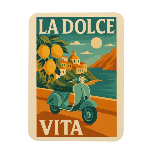 La Dolce Vita – Retro Italiaanse kust Reisposter Magneet (Verticaal)
