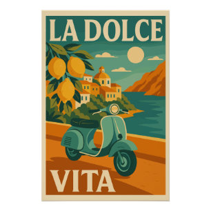 La Dolce Vita – Retro Italiaanse kust Reisposter Perfect Poster