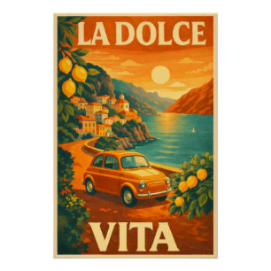 La Dolce Vita – Retro Italiaanse Kust Reisposter Perfect Poster