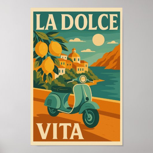 La Dolce Vita – Retro Italiaanse kust Reisposter Poster (Voorkant)