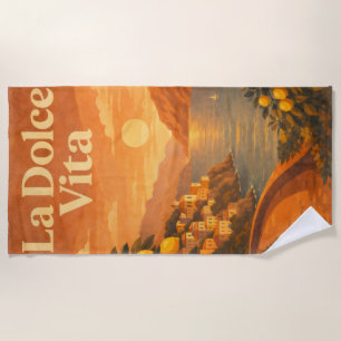 La Dolce Vita – Retro Italiaanse Kust Reisposter Strandlaken