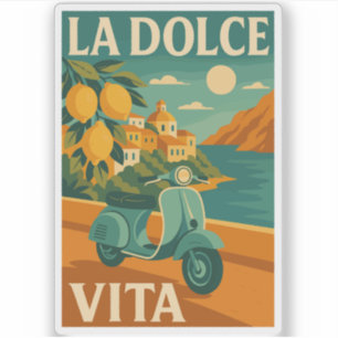 La Dolce Vita – Retro Italiaanse Kust Reizen Sticker