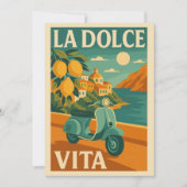 La Dolce Vita – Retro Italiaanse kustreizen Feestdagenkaart (Voorkant)
