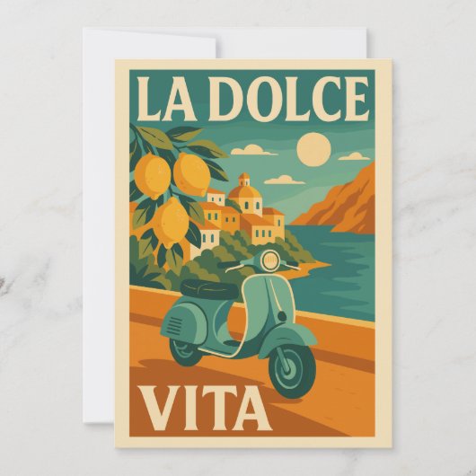 La Dolce Vita – Retro Italiaanse kustreizen Feestdagenkaart (Voorkant)