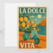 La Dolce Vita – Retro Italiaanse kustreizen Feestdagenkaart (Voorkant / Achterkant)