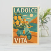 La Dolce Vita – Retro Italiaanse kustreizen Feestdagenkaart (Staand voorkant)