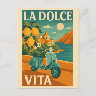 La Dolce Vita – Retro Italiaanse kustreizen Feestdagenkaart