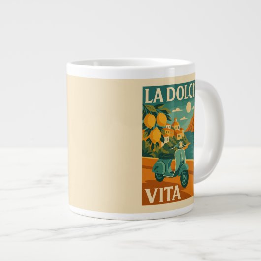 La Dolce Vita – Retro Italiaanse kustreizen Grote Koffiekop (Voorkant rechts)