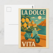 La Dolce Vita – Retro Italian Coast Travel Briefkaart (Voorkant / Achterkant)