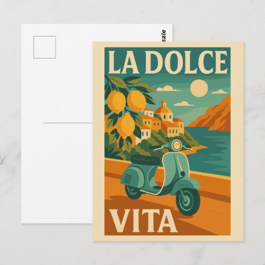La Dolce Vita – Retro Italian Coast Travel Briefkaart (Voorkant / Achterkant)