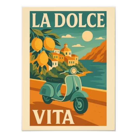 La Dolce Vita – Retro Italian Coast Travel Foto Afdruk (Voorkant)