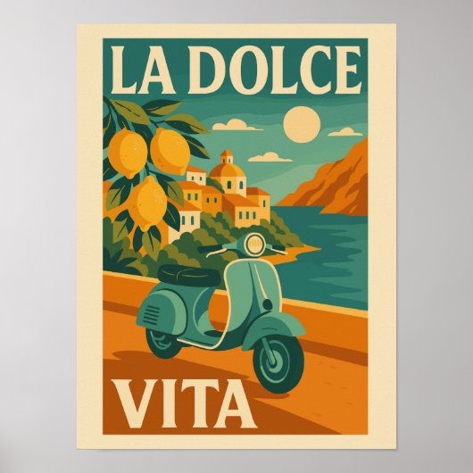 La Dolce Vita – Retro Italian Coast Travel Poster (Voorkant)