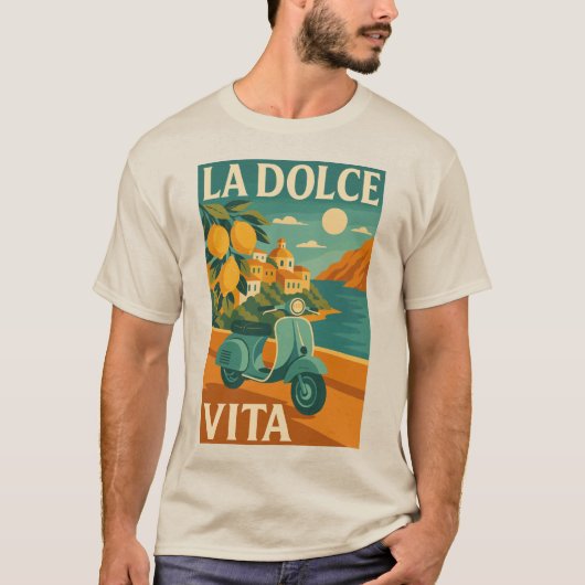 La Dolce Vita – Retro Italian Coast Travel T-shirt (Voorkant)