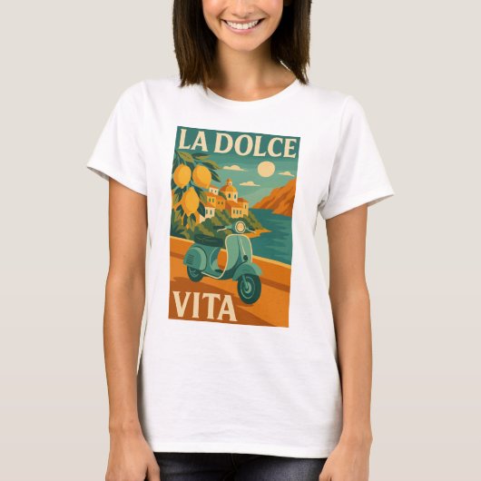 La Dolce Vita – Retro Italian Coast Travel T-shirt (Voorkant)