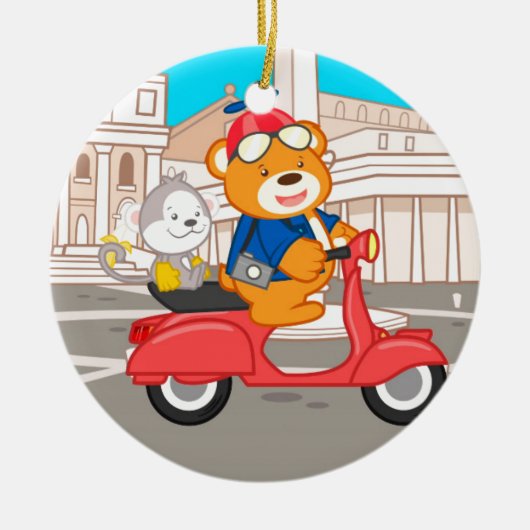 La Dolce Vita Romana - Nano-Beer & Junior-aap Keramisch Ornament (Voorkant)