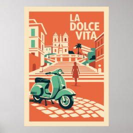 La Dolce Vita Rome Vintage Reisposter Italië Kunst Poster