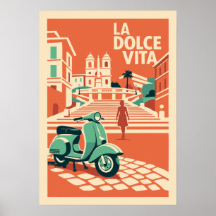 La Dolce Vita Rome Vintage Reisposter Italië Kunst Poster