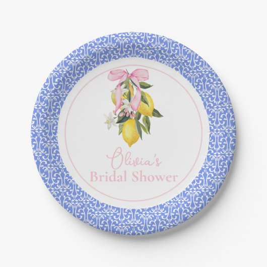 La Dolce Vita Roze Lint Bruiloftsfeest Papieren Bordje (Voorkant)