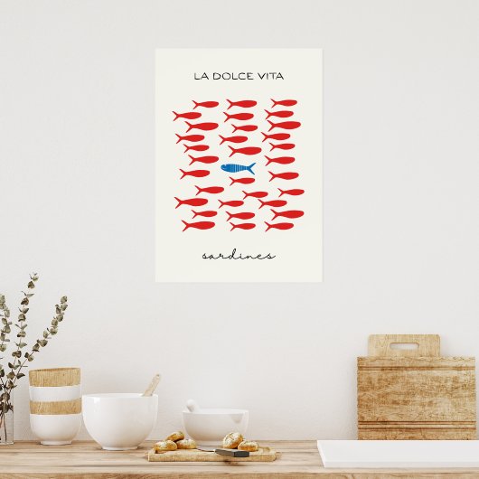 La dolce vita sardines poster (Keuken)
