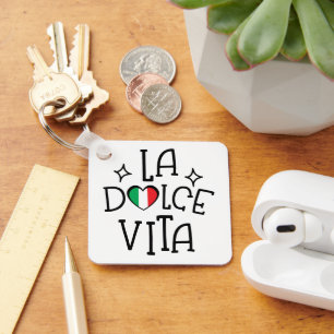 La Dolce Vita Schattig Italiaans Vlag Hart Sleutelhanger