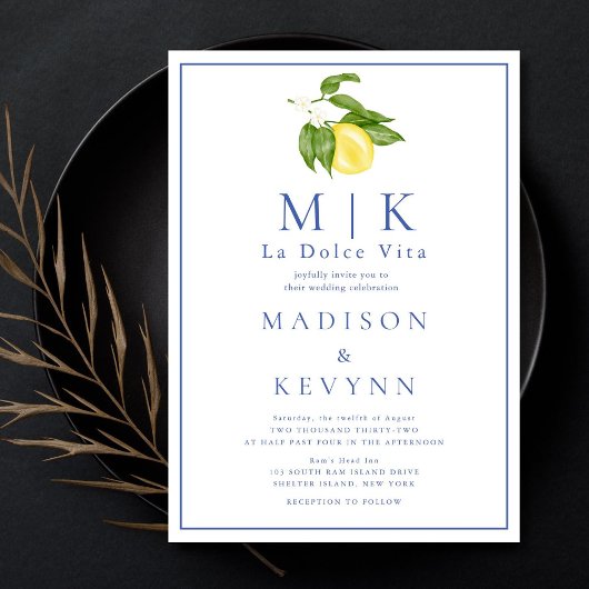 La Dolce Vita Sinaasappel en Blue Classic Wedding Kaart