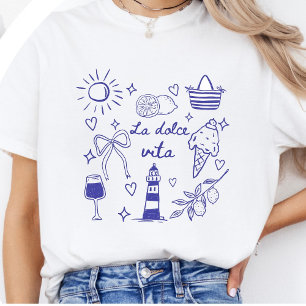 La Dolce Vita T-shirt Blauwe Coquette Italiaanse Z