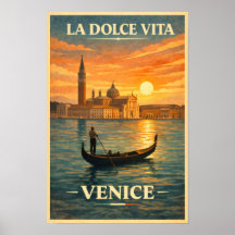 La Dolce Vita - Venetië Reisposter Oude Stijl