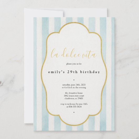 La Dolce Vita verjaardagsuitnodiging Kaart (Voorkant)