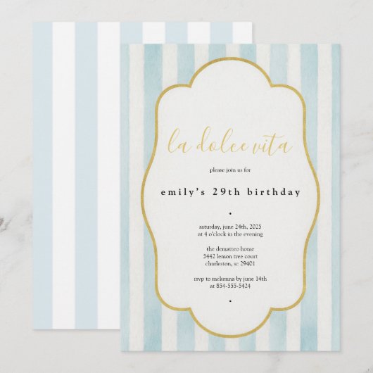 La Dolce Vita verjaardagsuitnodiging Kaart (Voorkant / Achterkant)