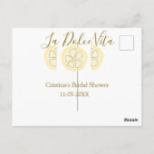 La Dolce Vita yellow lemon bridal shower pastel bo Briefkaart (Achterkant)