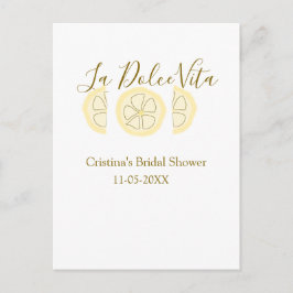 La Dolce Vita yellow lemon bridal shower pastel bo Briefkaart