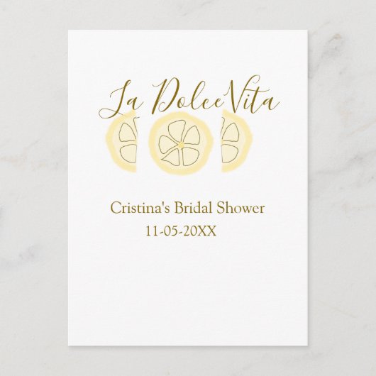 La Dolce Vita yellow lemon bridal shower pastel bo Briefkaart (Voorkant)