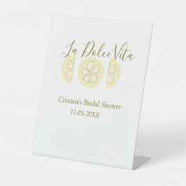 La Dolce Vita yellow lemon bridal shower pastel bo Reclamebord Met Voetstuk