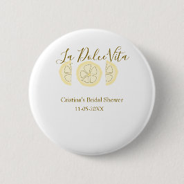La Dolce Vita yellow lemon bridal shower pastel bo Ronde Button 5,7 Cm