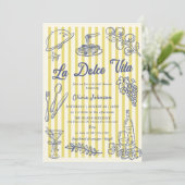 La Dolce Vita Yellow Stripes Italian Bridal Shower Kaart (Staand voorkant)