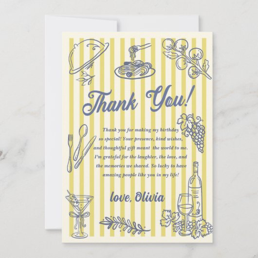 La Dolce Vita Yellow Stripes Thank You Card Kaart (Voorkant)
