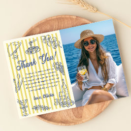 La Dolce Vita Yellow Stripes Thank You Card Photo Kaart