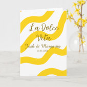 La Dolce Vita yellow wedding couple Name date glit Kaart (Gele Bloem)