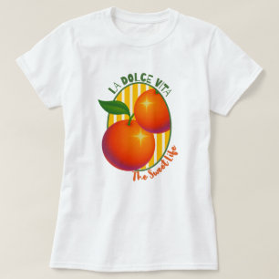 La Dolce Vita Zoet Leven Sinaasappel Fruit Retro T-shirt