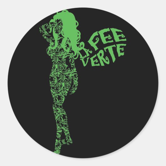 La Fee Verte scrollen Ronde Sticker (Voorkant)