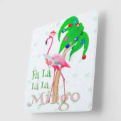 La Flamingo Xmas Vierkante Klok (Hoek)