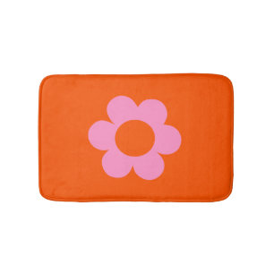 La Fleur 01 Retro Floral Oranje Pink Preppy Flower Badmat