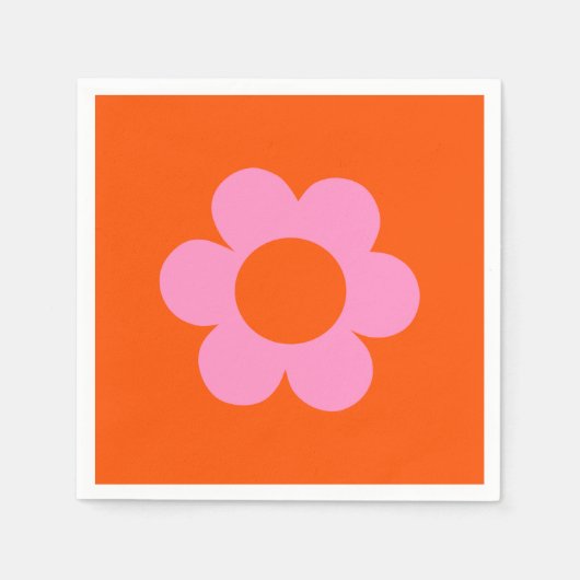 La Fleur 01 Retro Floral Oranje Pink Preppy Flower Servet (Voorkant)