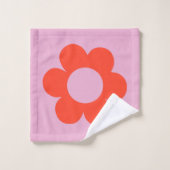 La Fleur 02 — Vloerdruk roze retro Preppy Floral Bad Handdoek (Wasdoekje)
