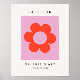 La Fleur 02 — Vloerdruk roze retro Preppy Floral Poster