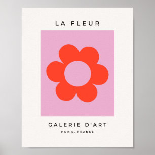 La Fleur 02 — Vloerdruk roze retro Preppy Floral Poster
