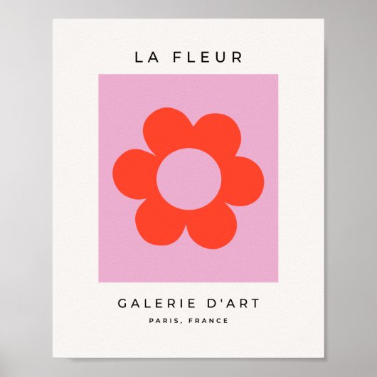 La Fleur 02 — Vloerdruk roze retro Preppy Floral Poster (Voorkant)