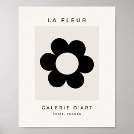 La Fleur 03 Retro Floral Black and White Flower Poster