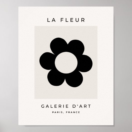 La Fleur 03 Retro Floral Black and White Flower Poster (Voorkant)